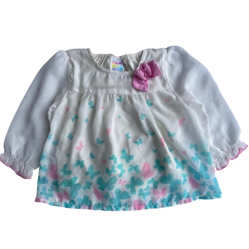 Healthtex girl shirt butterflies 3/6 months baby blouse